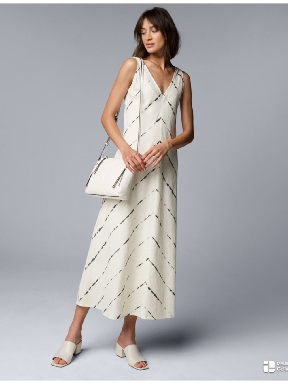 Simply Vera Wang V-Neck Sleeveless Linen Maxi Dress Size XL